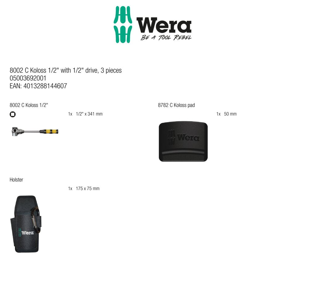 Wera Tools Koloss w/ 1/2" Drive Ratchet
