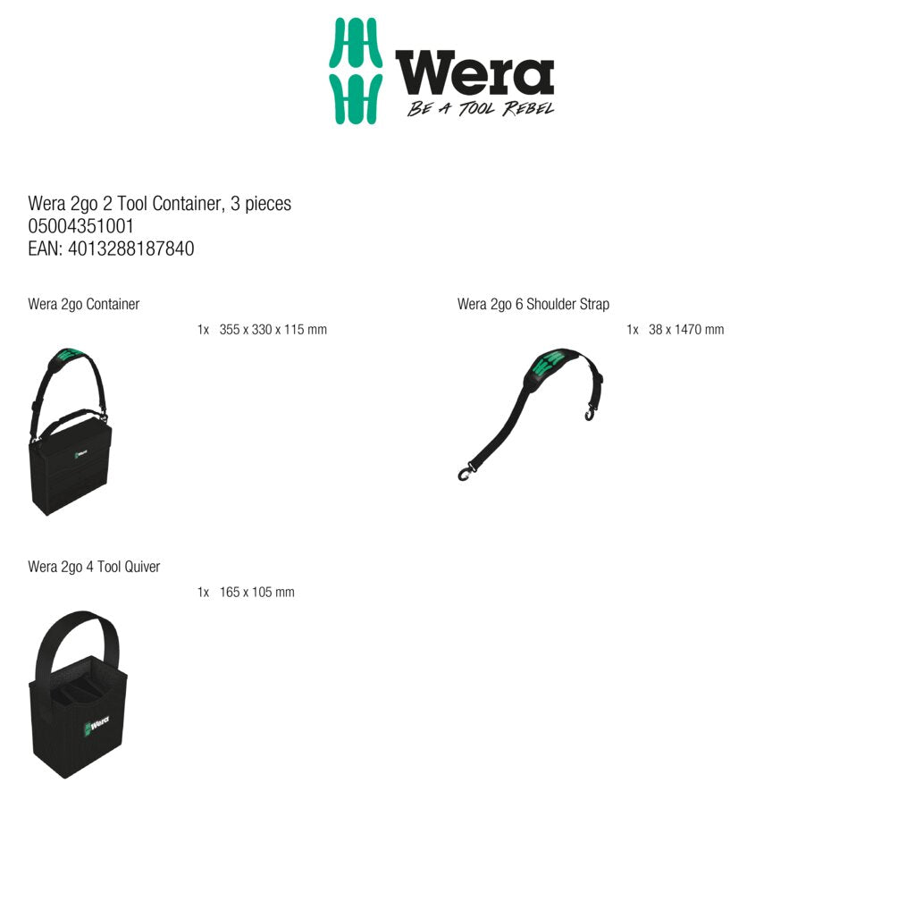 Wera Tools 2Go Tool Container, 3 pieces