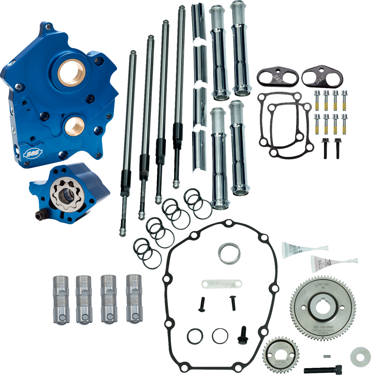 S&S CYCLE Cam Chest Kit without Cams - Gear Drive - Oil Cooled - Chrome Pushrods - M8 310-1259