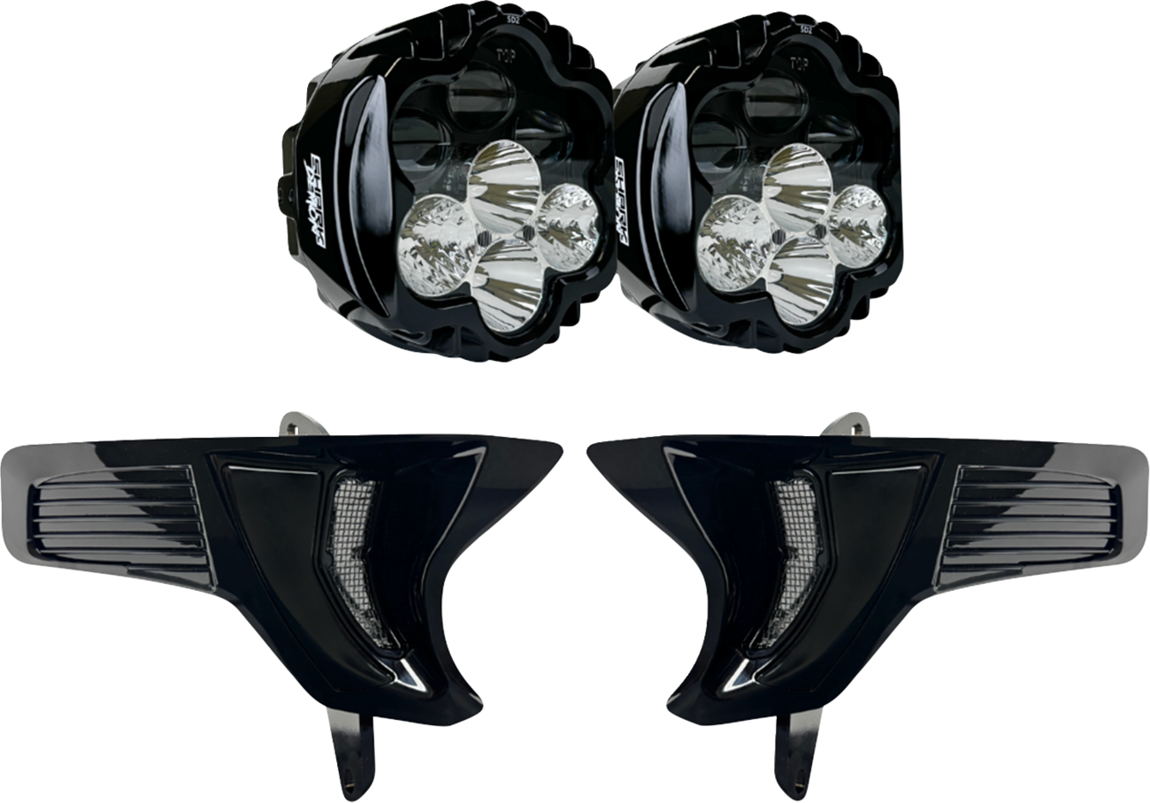 CUSTOM DYNAMICS Shark Demon® 2 Headlight Light - w/ Speed Plates SD2-23-RG-WW