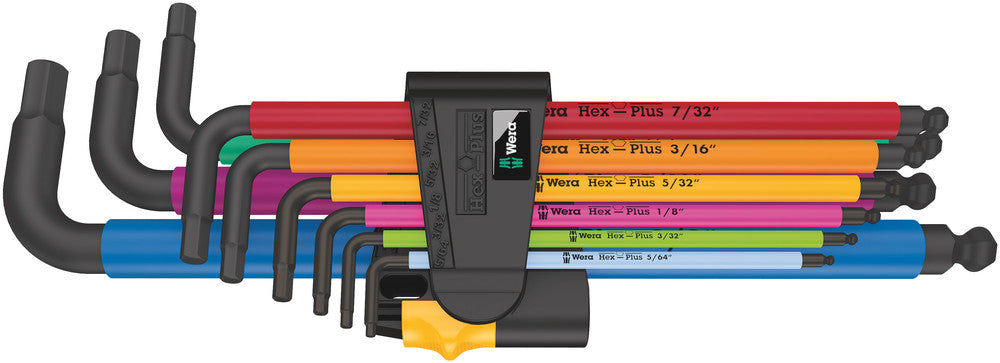 Wera Tools Hex-Plus Multicolour L-Key Set, Imperial, 9 pieces