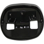 Black taillight base plate for a Harley-Davidson motorcycle.