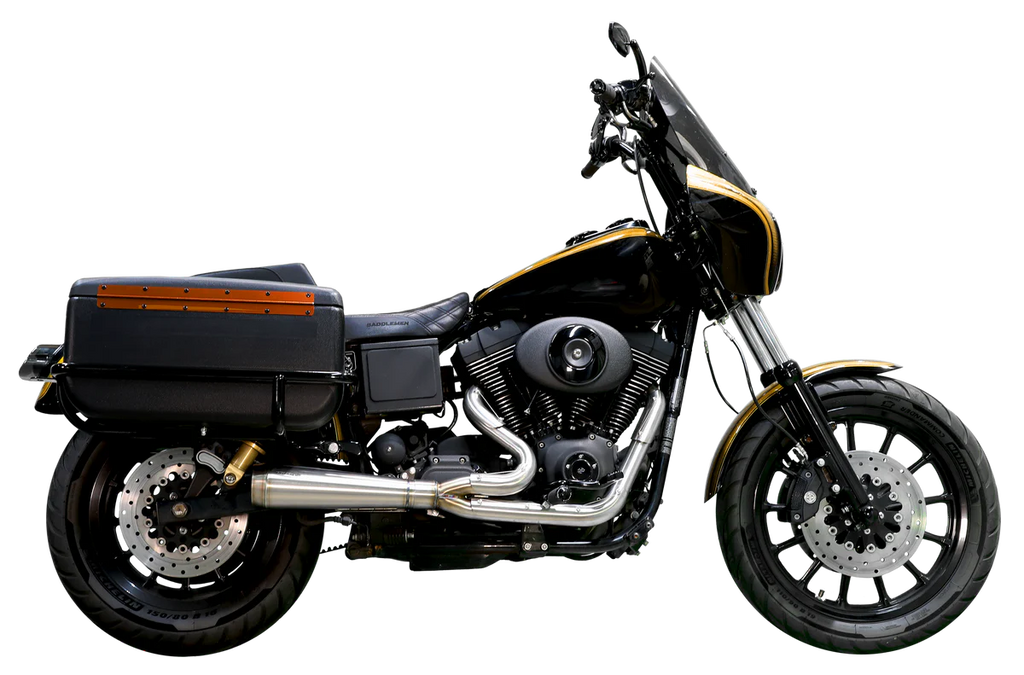 Trask Assault 2 Into 1 in Raw Stainless on a Dyna