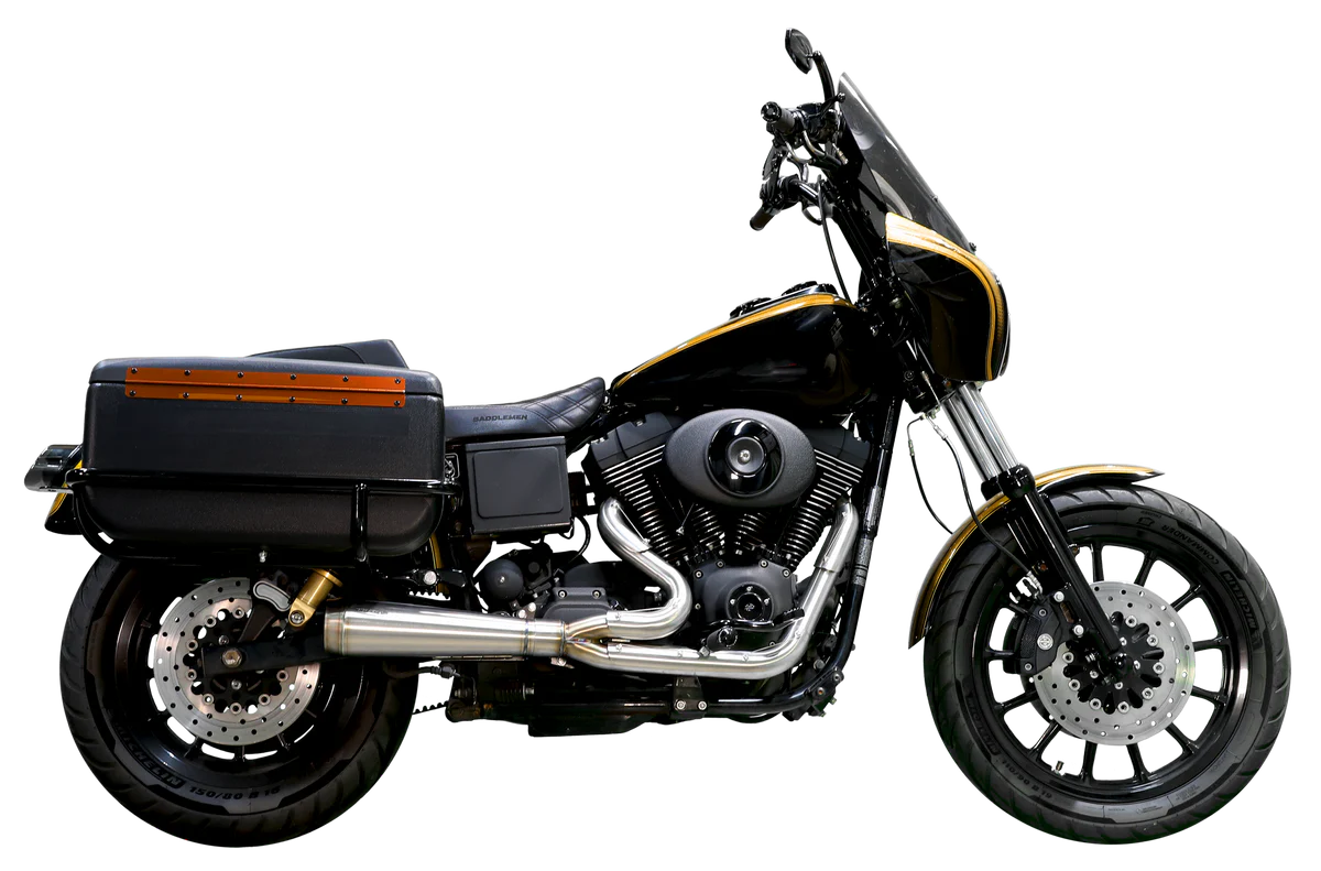 Trask Assault 2 Into 1 in Raw Stainless on a Dyna