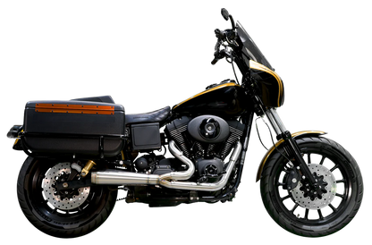 Trask Assault 2 Into 1 in Raw Stainless on a Dyna