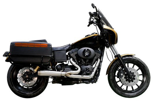Trask Assault 2 Into 1 in Raw Stainless on a Dyna