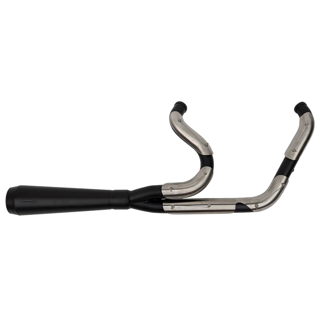 Black w/ Stainless Heat Shields Assault 2 Into 1 Exhaust For M8 Softail