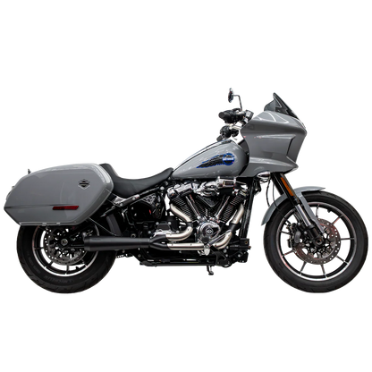 Black w/ Stainless Heat Shields Assault 2 Into 1 Exhaust on M8 Softail