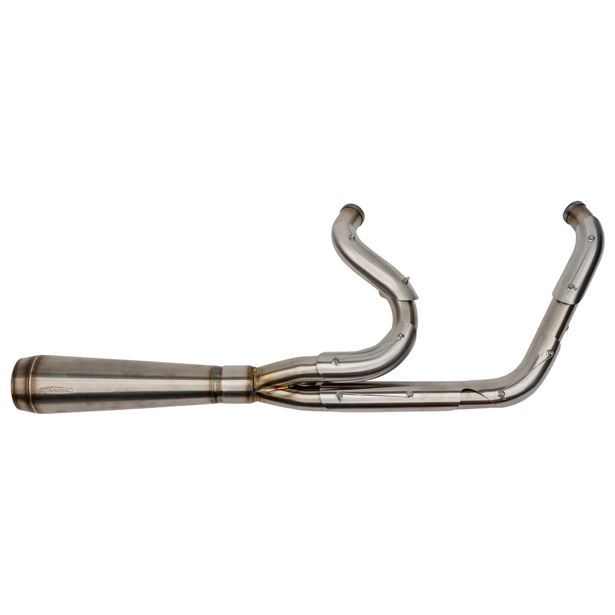 Raw Stainless Assault 2 Into 1 Exhaust For M8 Softail