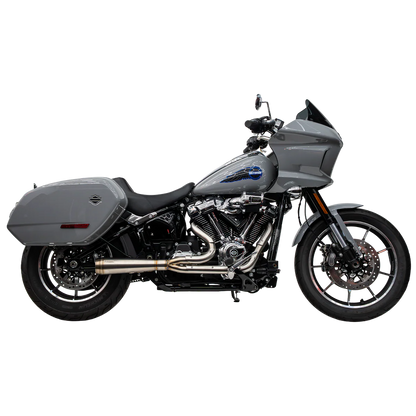 Raw Stainless Assault 2 Into 1 Exhaust on M8 Softail
