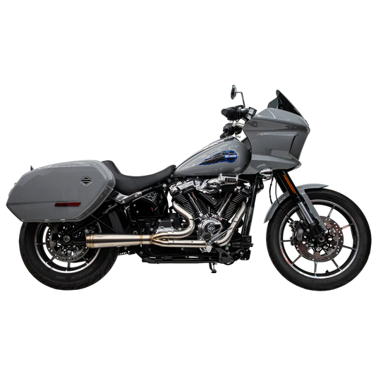 Raw Stainless Assault 2 Into 1 Exhaust on M8 Softail