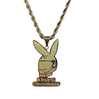 Kruesi Originals Stunt Bunny pendant on a 24" rope chain featured in a 24K Gold Plated finish.