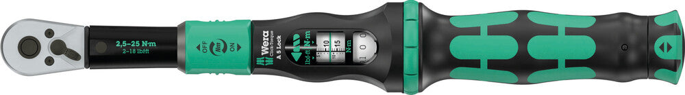 Wera Tools Click-Torque Lock Torque Wrench, 1/4" Drive,  2.5-25 Nm