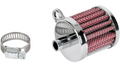 Drag Specialties 2110-0322 Mini Crankcase Vent Filter with chrome end caps and red washable filter media