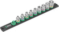 Wera Tools Zyklop Socket Set w/ Magnetic Socket Rail, 3/8" Drive, Imperial, 9 Pieces