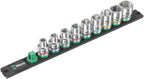 Wera Tools Zyklop Socket Set w/ Magnetic Socket Rail, 1/2" Drive, Imperial, 9 Pieces